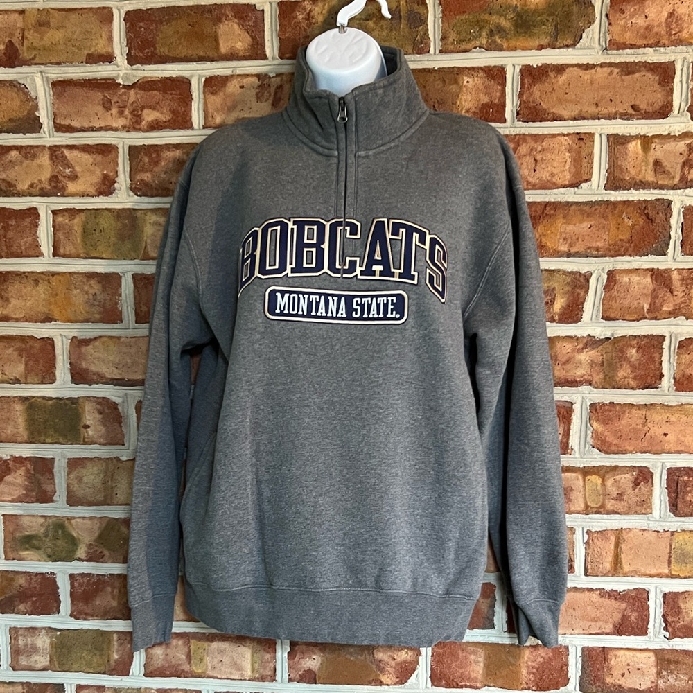 Montana State Bobcats Gear For Sports Charcoal 1/4 Zip-Up Sweatshirt pockets M